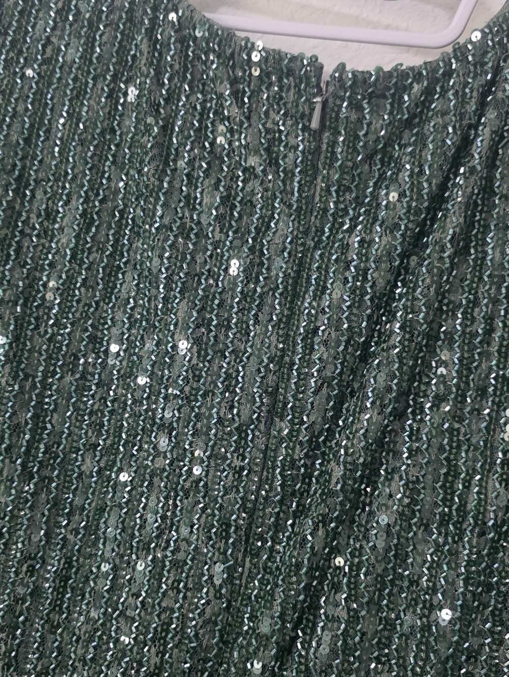 Mac Duggal Beaded Lace Long Sleeve Green Cocktail Dress Size 10 - Picture 6 of 9